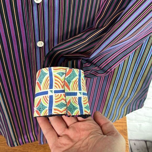 Robert Graham striped vibrant casual button down size XL - Picture 5 of 10